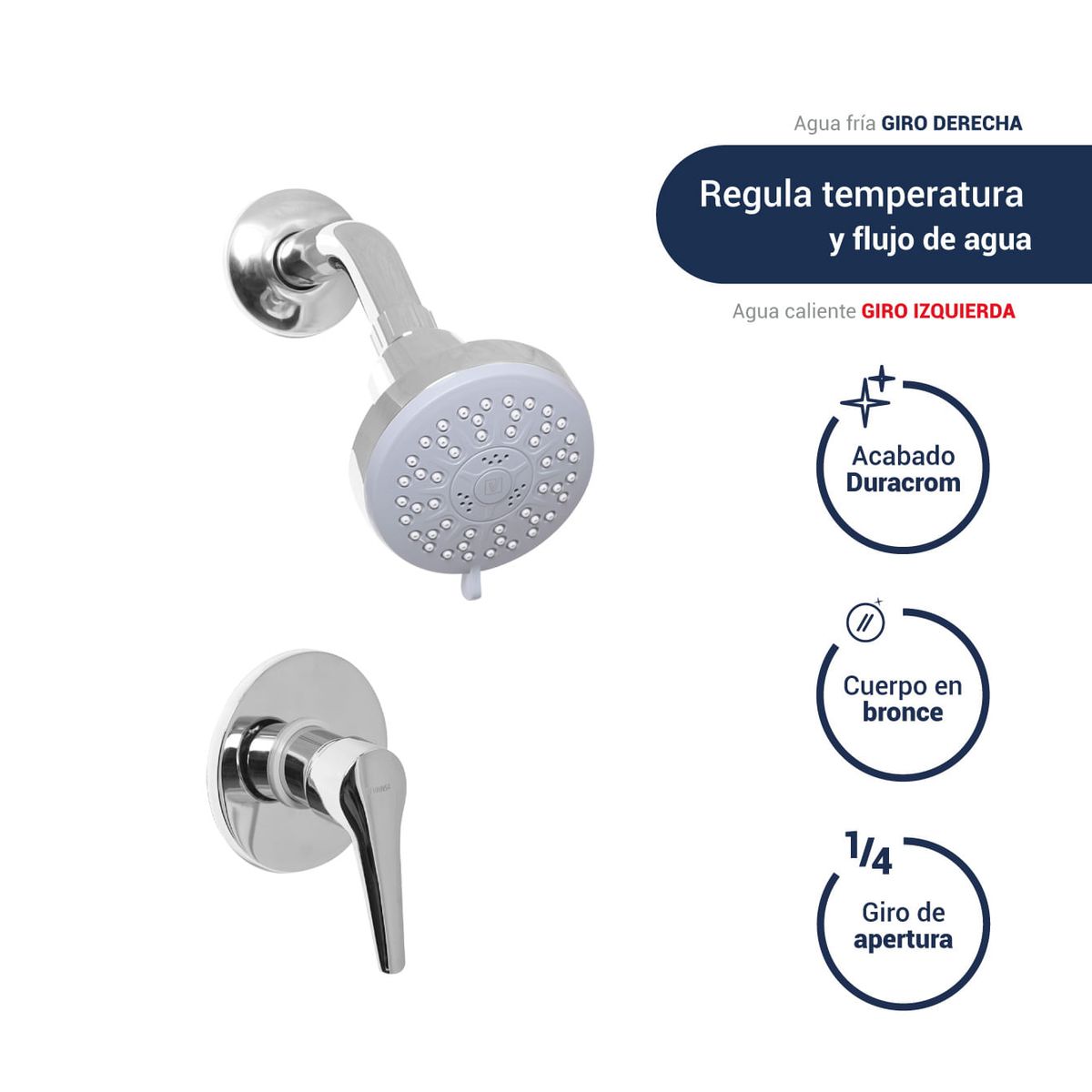 VAINSA - Monocomando ducha Ibiza con salida Aquarius cromada Vainsa