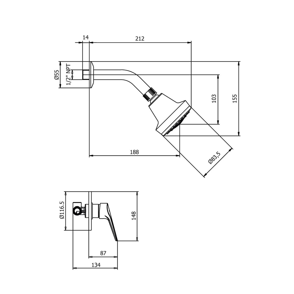 VAINSA - Monocomando ducha Ibiza con salida Aquarius cromada Vainsa