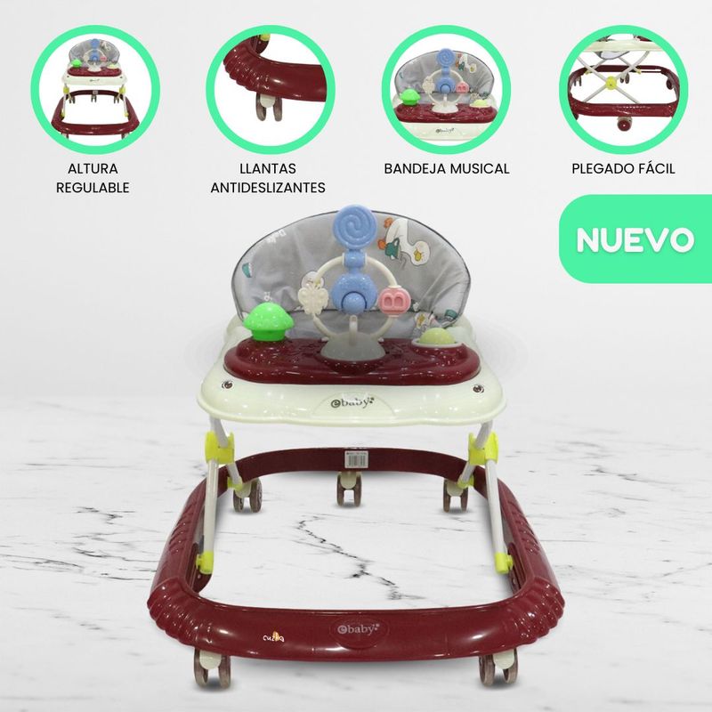 EBABY - Andador con bandeja divertida para Bebés «CRISTAL» Red