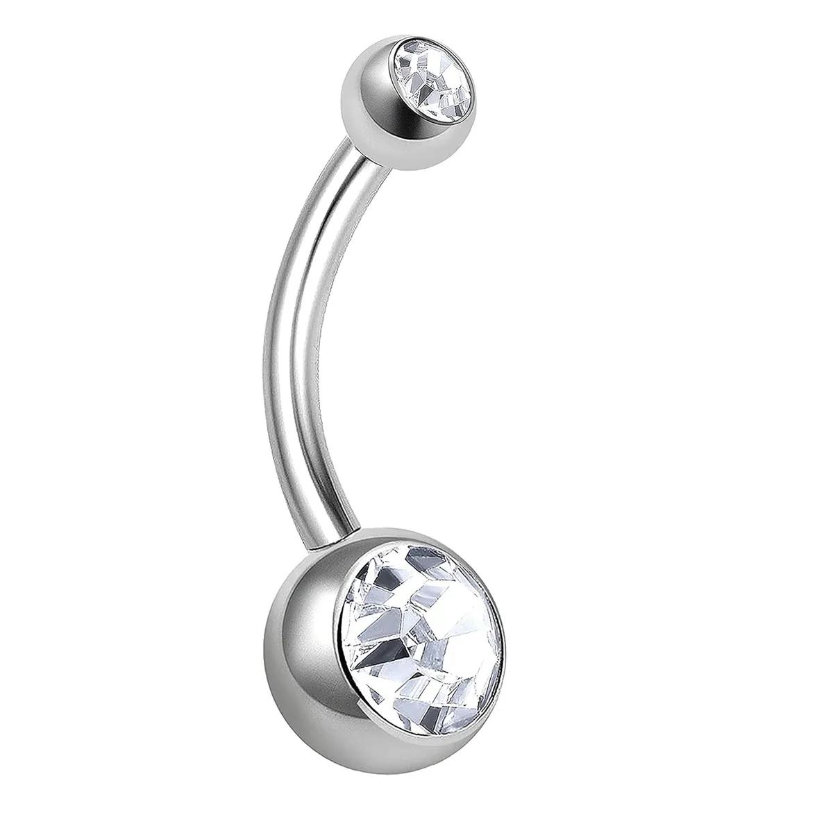 GENERICO - Piercing para ombligo plateado brillo