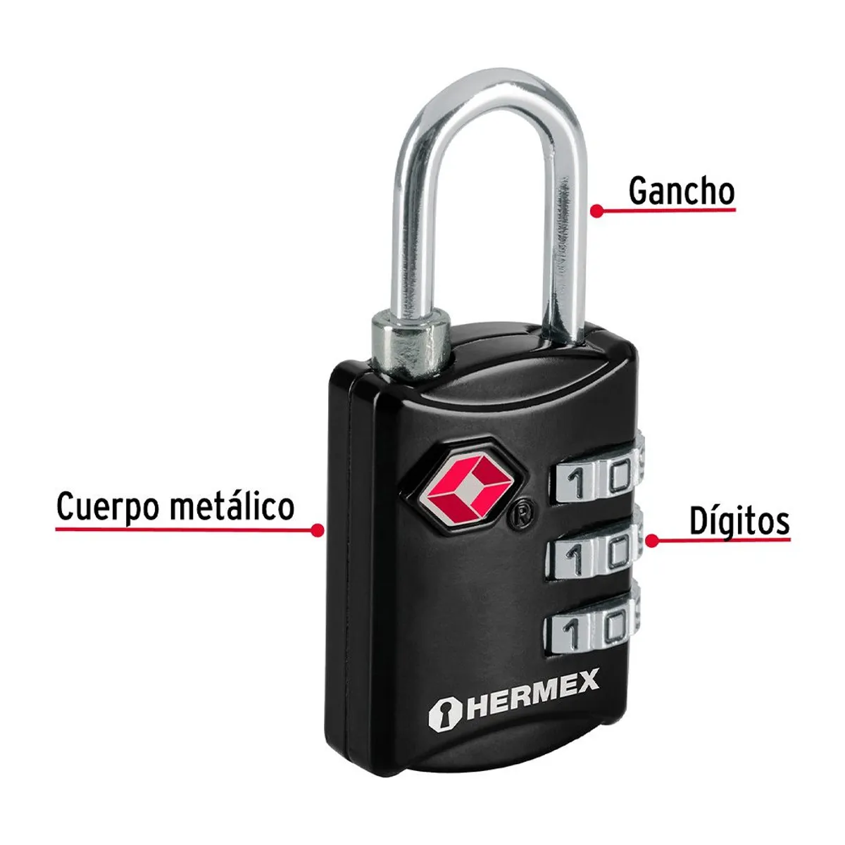 HERMEX - Candado Maleta Hermex 27mm CMA-5C