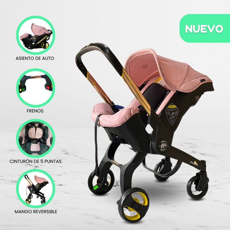 CUZKA - Coche Portabebés 2 en 1 para Bebés «DONNA GOLD» Pink