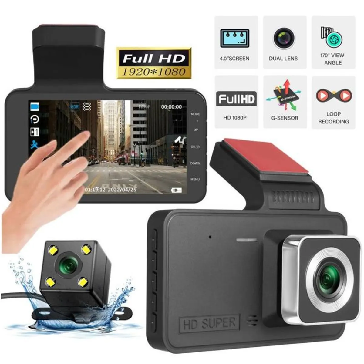 GENERICO - Camara Auto y Retroceso 2 camaras DVR Dual Cámara para Carro