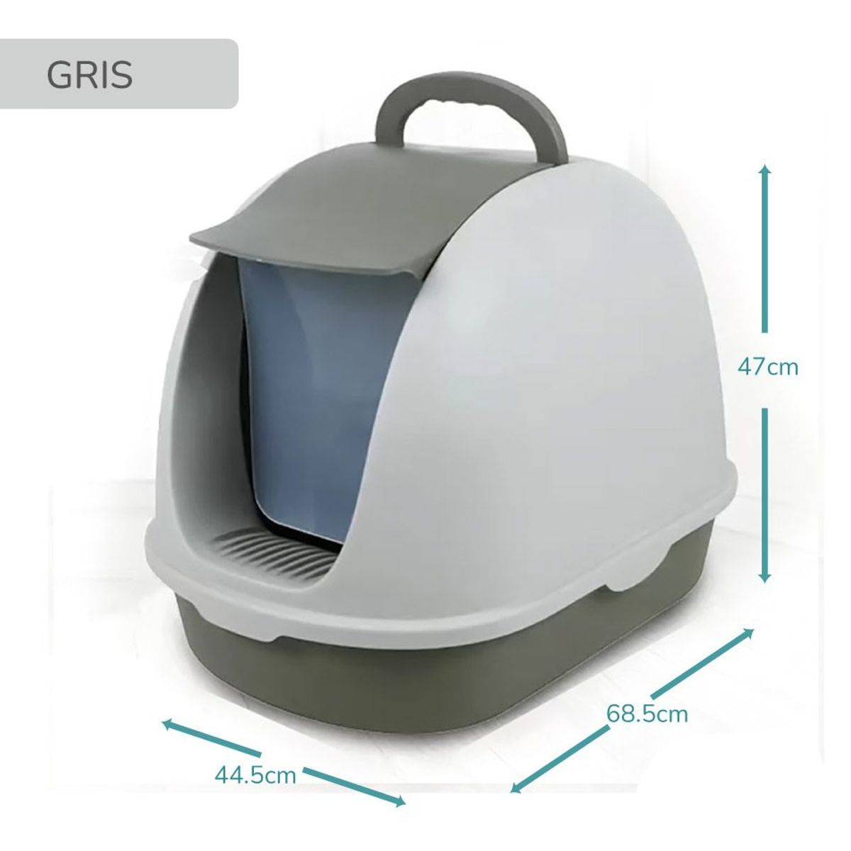 CAT OH - Arenero para Gato cerrado tipo Iglu gris