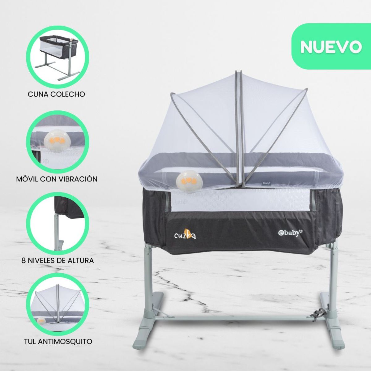 EBABY - Cuna Colecho para Bebes «TAMI» Gray