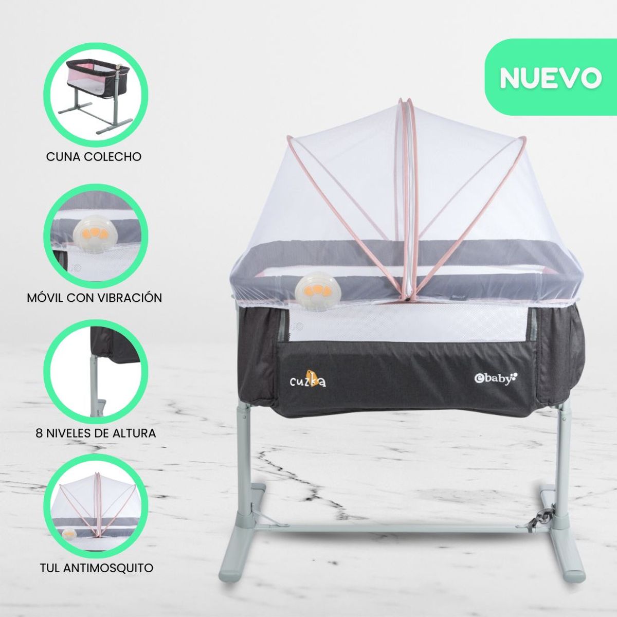 EBABY - Cuna Colecho para Bebes «TAMI» Pink