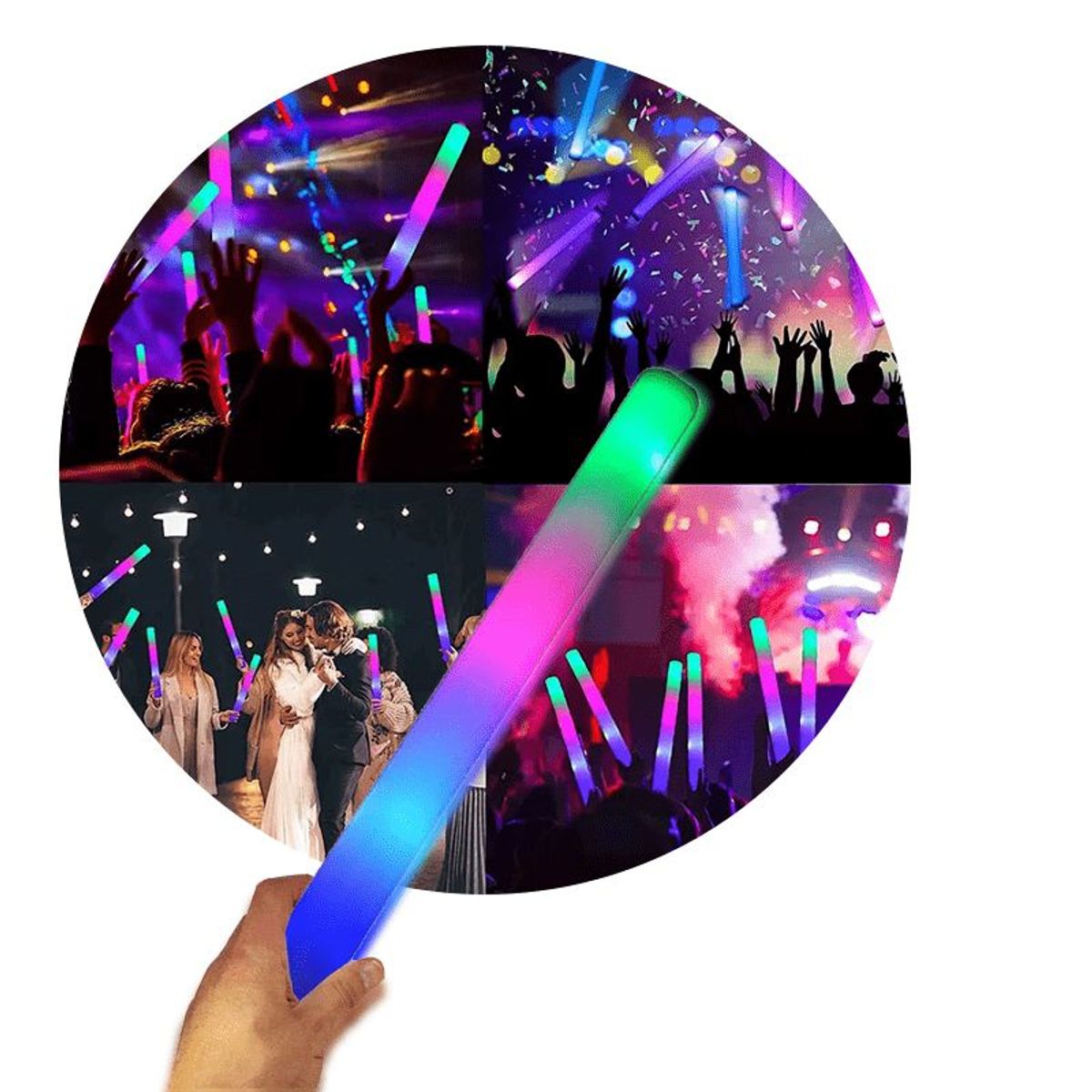 GENERICO - Barra de espuma Led Luminosa 6 unidades /Cotillón