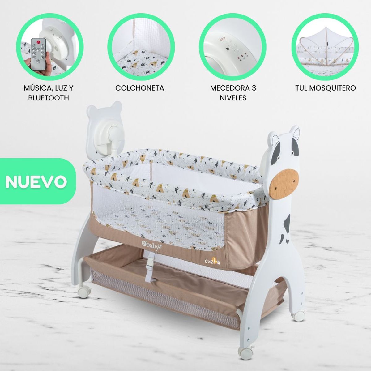 EBABY - Cuna Colecho para Bebe EBABY «AURA» Beige