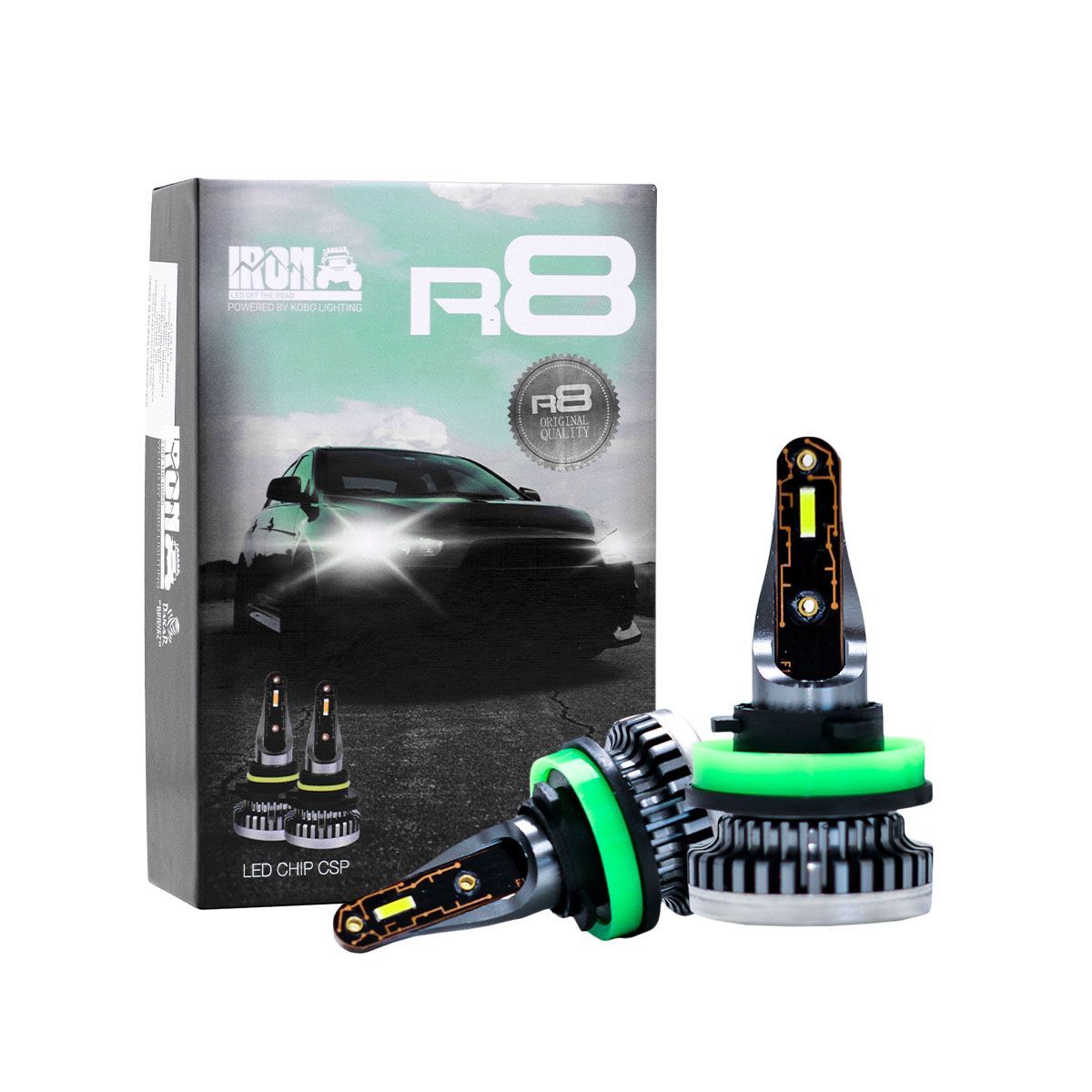 GENERICO - Kit Foco Led R8 H11 Iron Super Compacto Sin Cooler Chip CSP