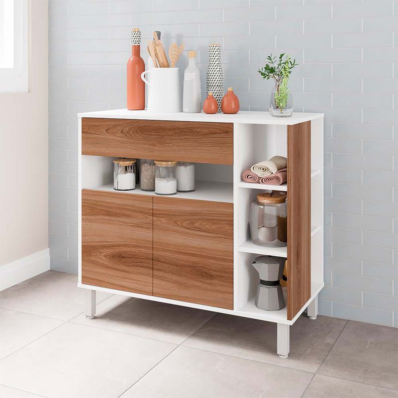 BRV MOVEIS - Aparador Valentino 83 x 90 x 44.5cm Marrón y Blanco