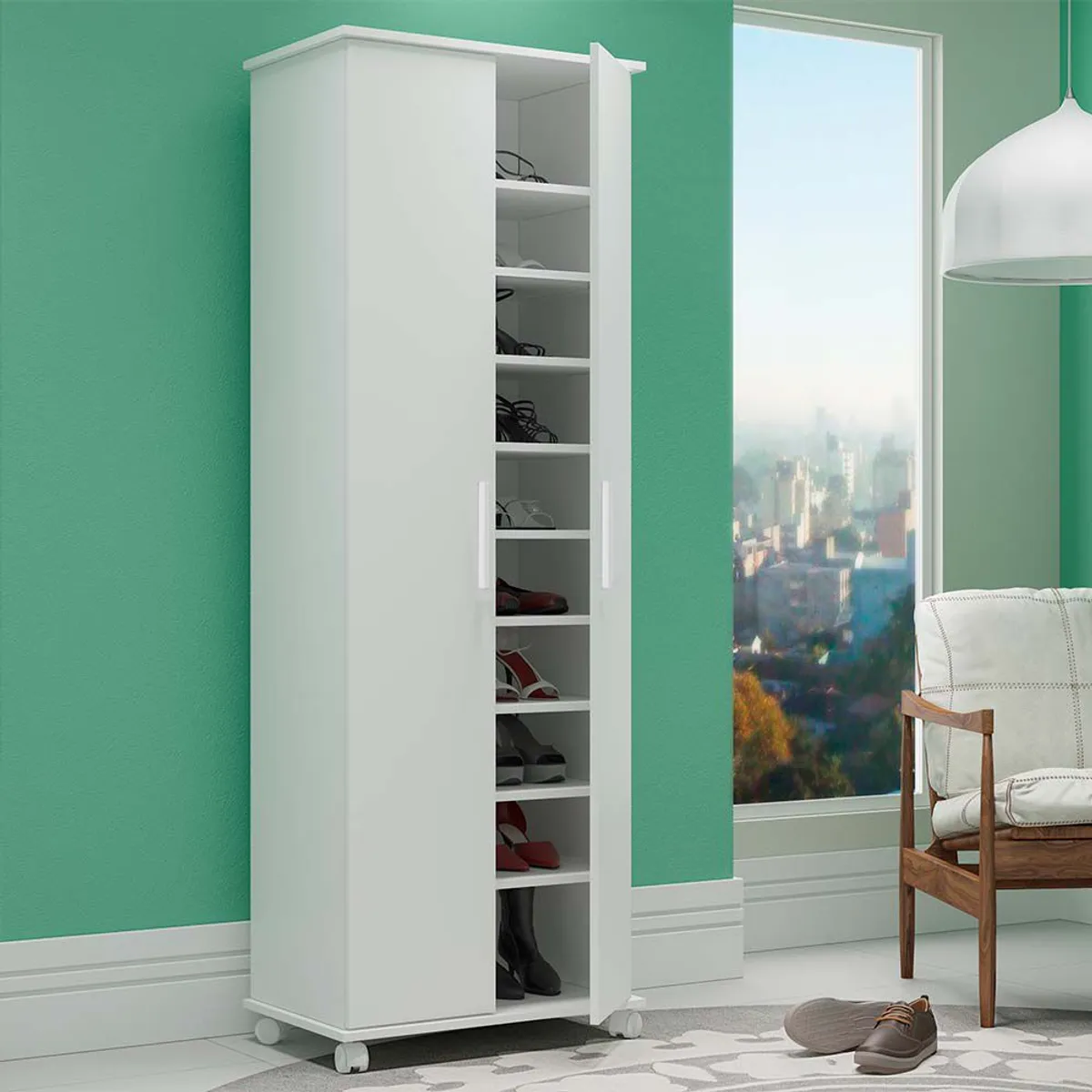 BRV MOVEIS - Ropero Zapatera Milo Blanco