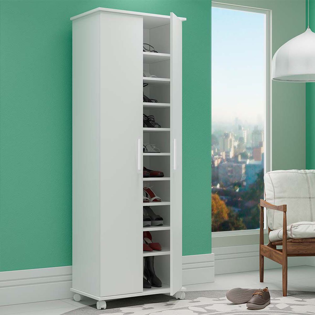 BRV MOVEIS - Ropero Zapatera Milo Blanco