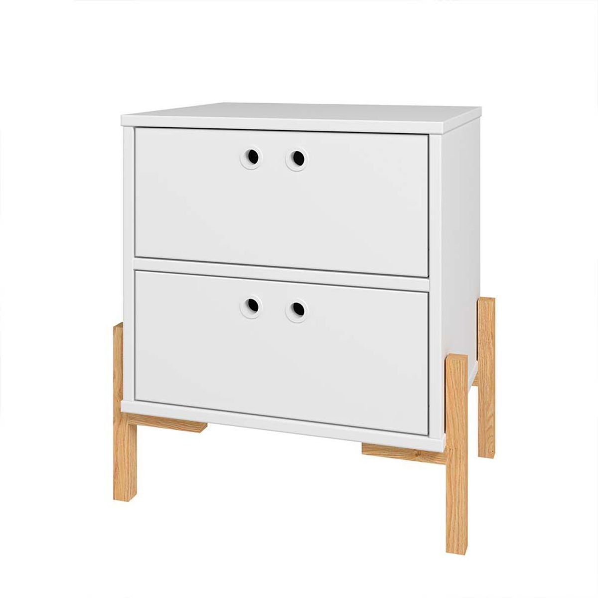 BRV MOVEIS - Velador Owen Blanco y Marrón Claro