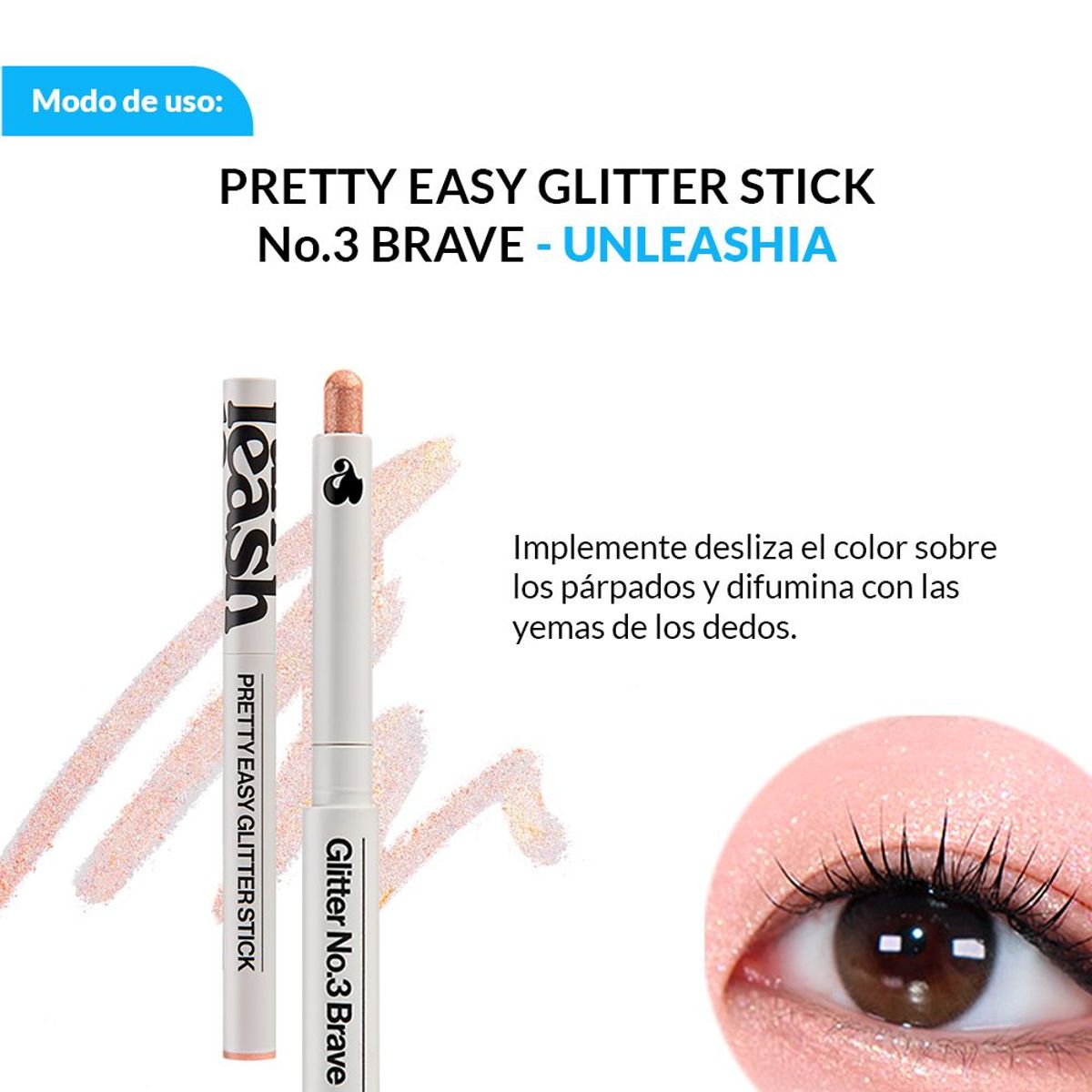 GENERICO - PRETTY EASY GLITTER STICK UNLEASHIA - No3 BRAVE