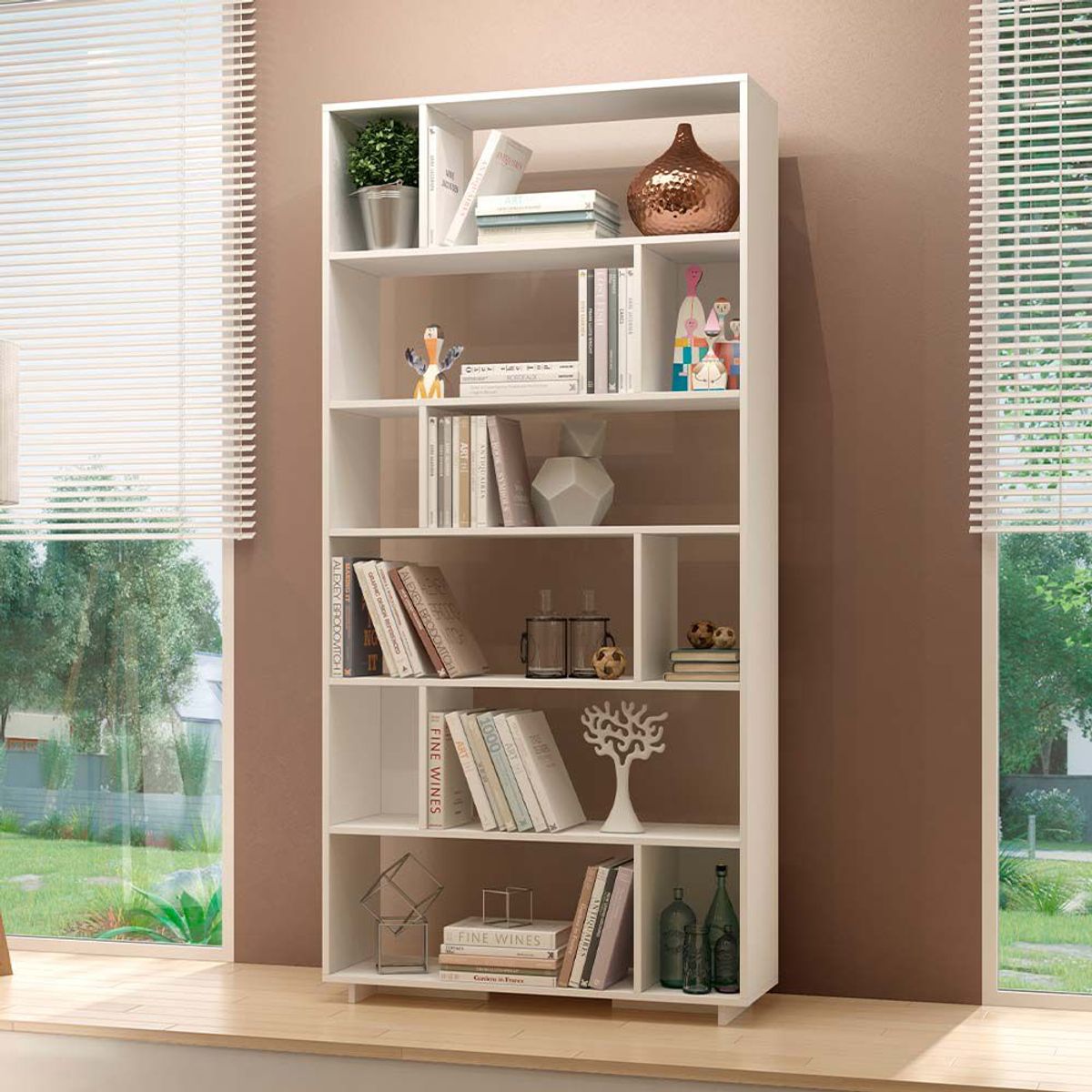 BRV MOVEIS - Librero Asher 188x90x30cm Blanco