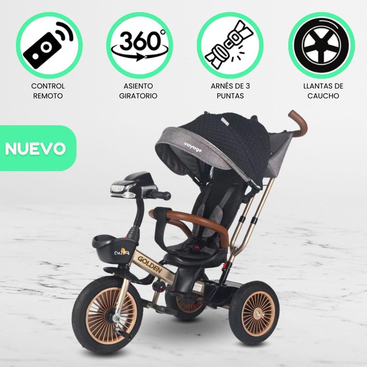 VOYAGE - Triciclo Guiador Para Niños «GOLDEN II» Black