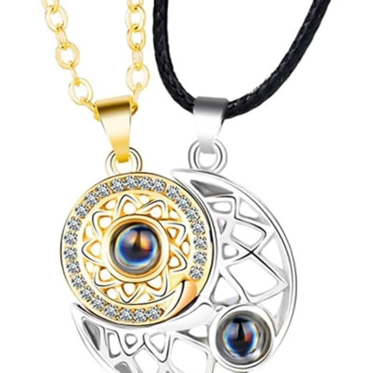 GENERICO - Collar magnético para pareja dorado y plateado 100 idiomas TE AMO