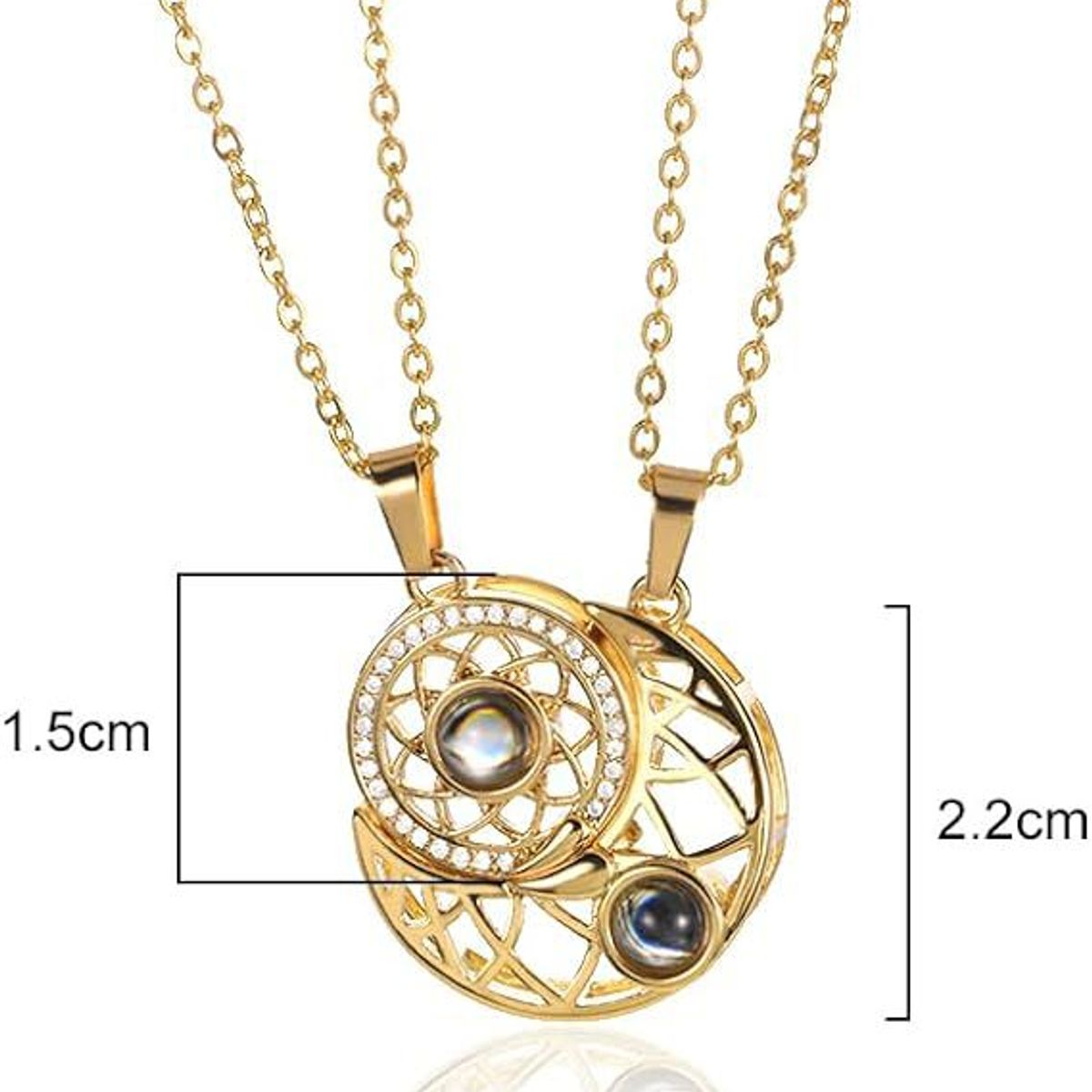 GENERICO - Collar magnético para pareja dorado 100 idiomas TE AMO