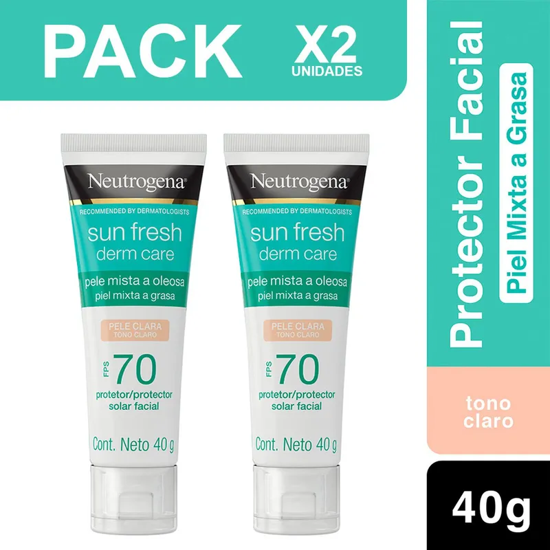 NEUTROGENA - Pack X2 Derm Care Bloqueador Facial Piel Clara Neutrogena