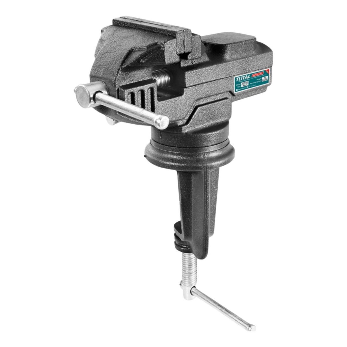 TOTAL TOOLS - Tornillo de banco con base giratoria 60mm soporta 100Kg  Total