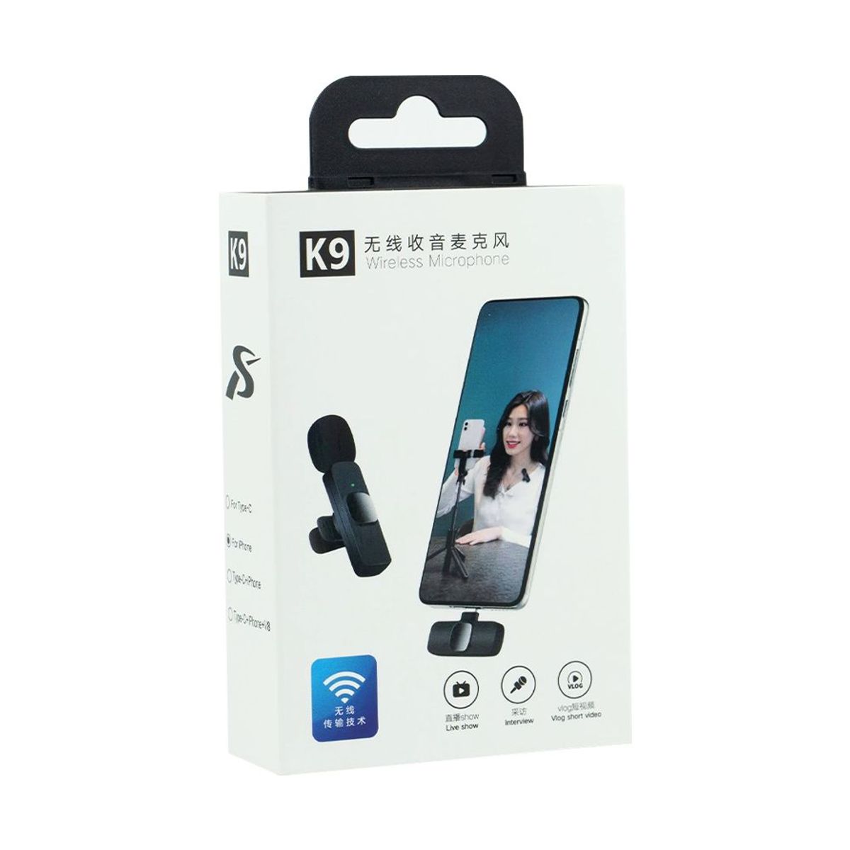 GENERICO - Micrófono Inalámbrico Solapero 2 en 1 K9 - Tipo C