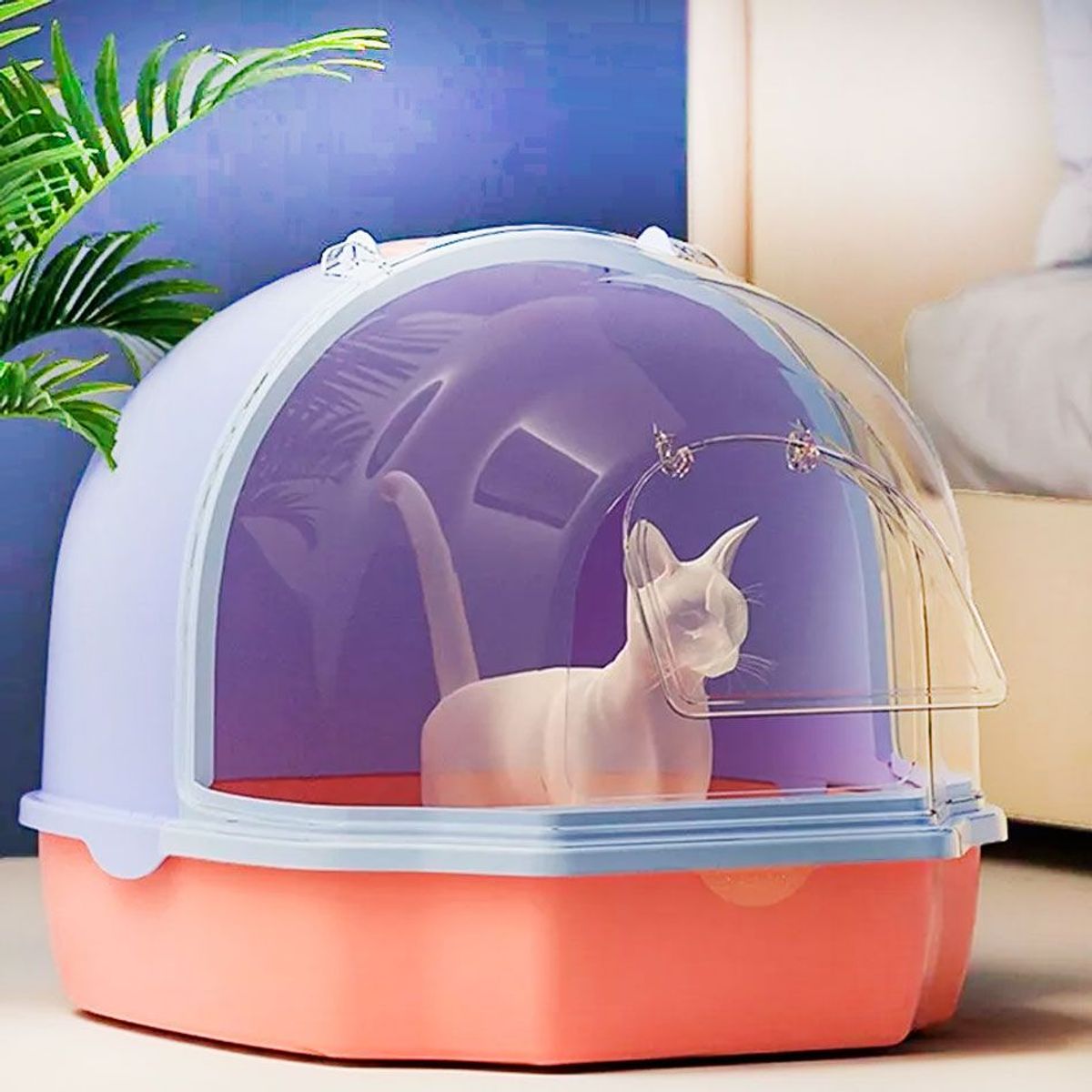 CAT OH - Arenero Cerrado Capsula espacial para Gatos Rosado