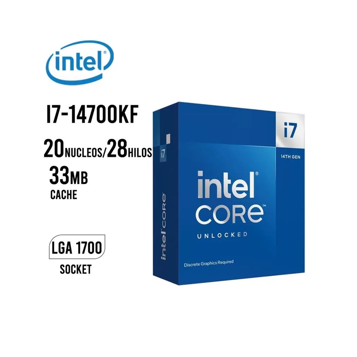 INTEL - Procesador Intel Core i7 14700KF 3.4 GHz-5.4 GHz Cache 33MB LGA1700