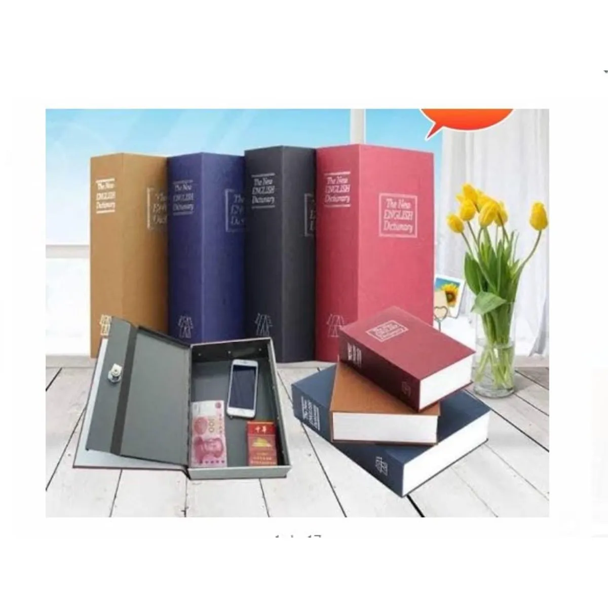 GENERICO - Caja Fuerte con Forma de Libro Diccionario con 2 Llaves