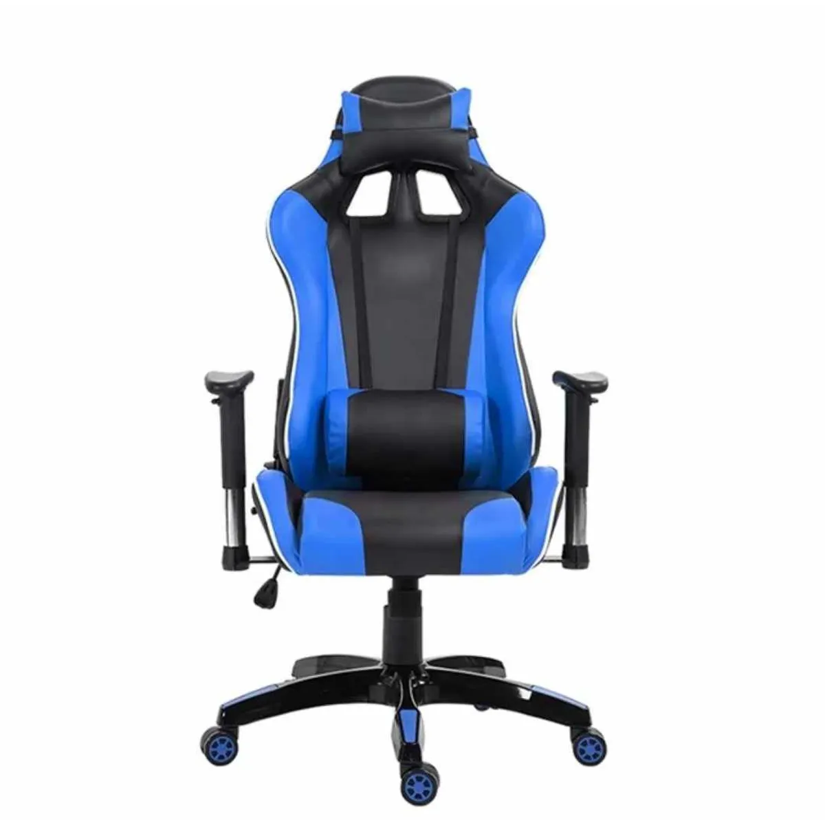 GENERICO - Silla Gamer Pro Ergonomica con Reposapies en Azul con Negro