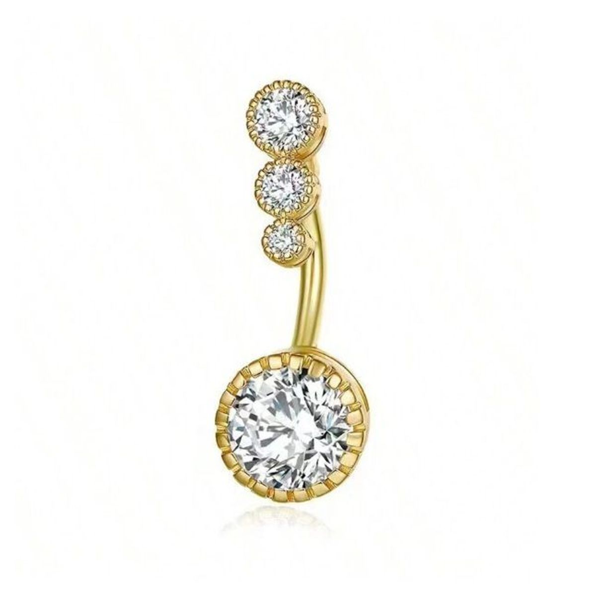 GENERICO - Piercing para ombligo triple piedrita dorado