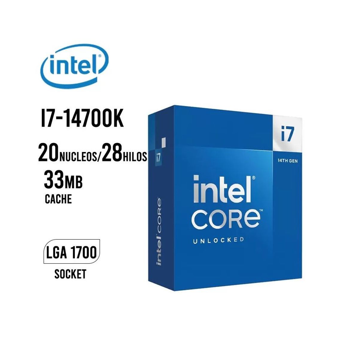 INTEL - Procesador Intel Core i7 14700K 3.4 GHz-5.6 GHz Cache 33MB LGA1700