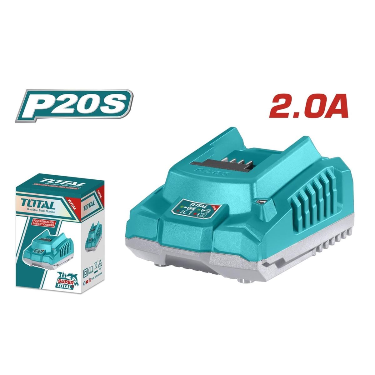 TOTAL TOOLS - Cargador rapido para bateria 20v 2ah Indsutrial Total