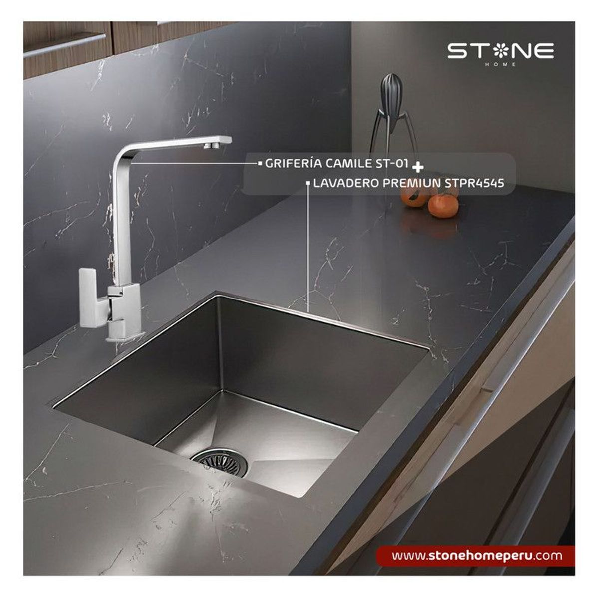 STONE - COMBO LAVADERO PREMIUM STPR4545  CAMILE ST-01 CON ESCURRIDOR