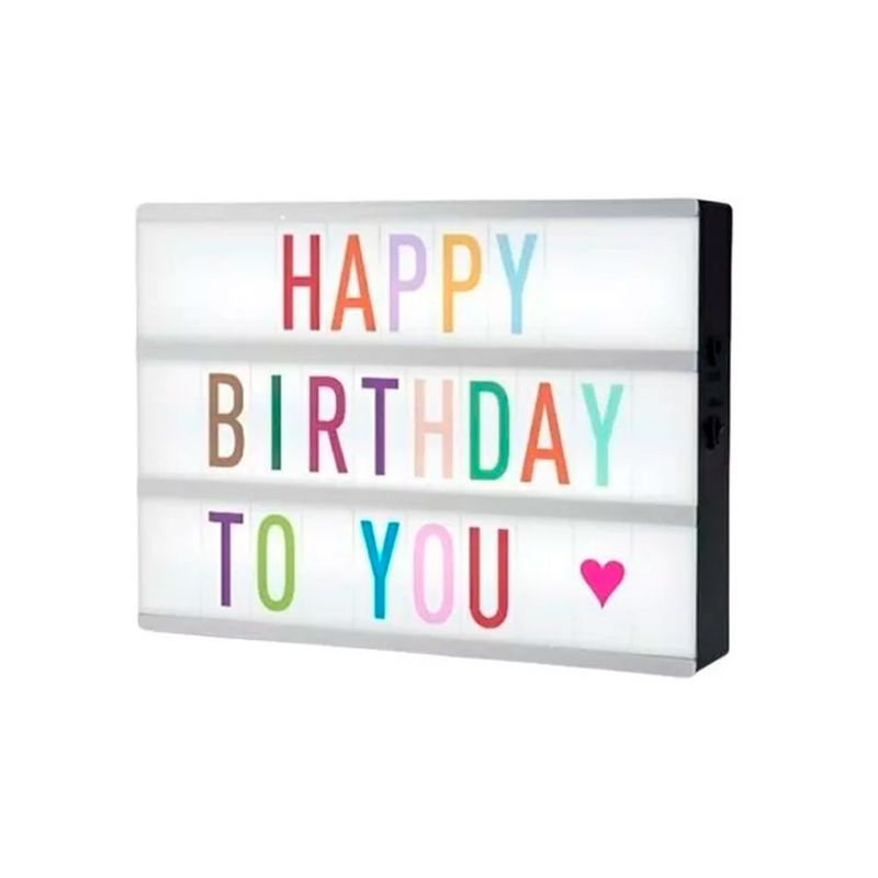 GENERICO - Pizarra Led Letrero Luminoso 96 Letras Cambiables 30 X 23cm