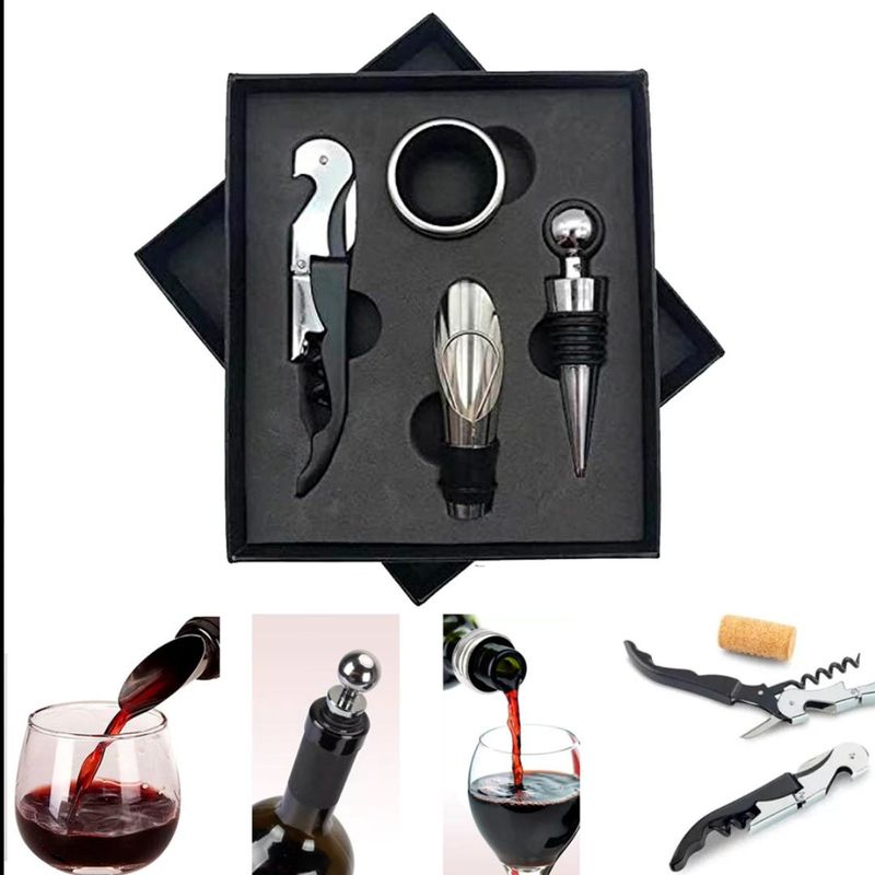 GENERICO - Kit Abridor de Botella de Vino Set de 4 accesorios