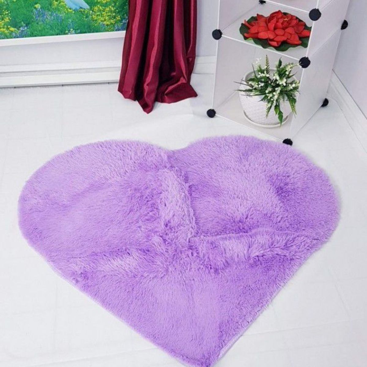 GENERICO - BAJADA DE CAMA CORAZON 100X100CM LILA