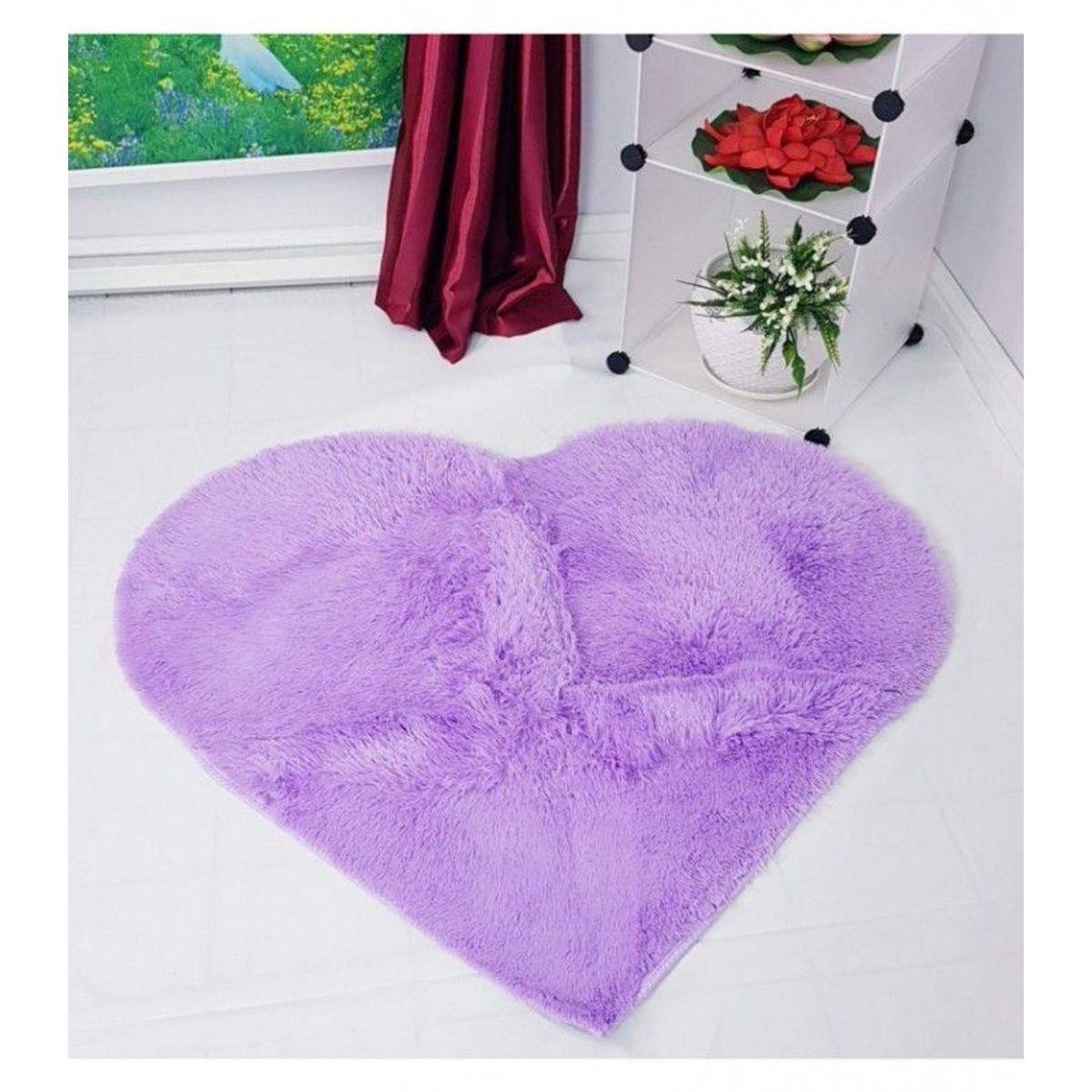 GENERICO - BAJADA DE CAMA CORAZON 100X100CM LILA