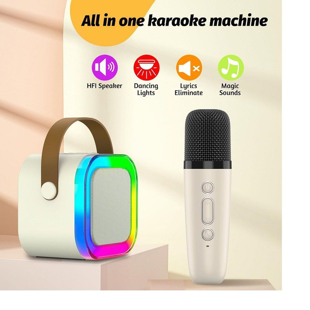 ITELSISTEM - Parlante Karaoke  Microfono inalambrico alta Potencia Portatil Beis