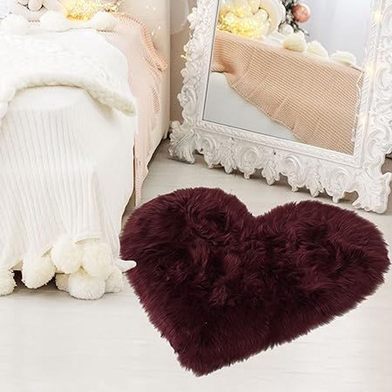 GENERICO - BAJADA DE CAMA CORAZON 100X100CM VINO