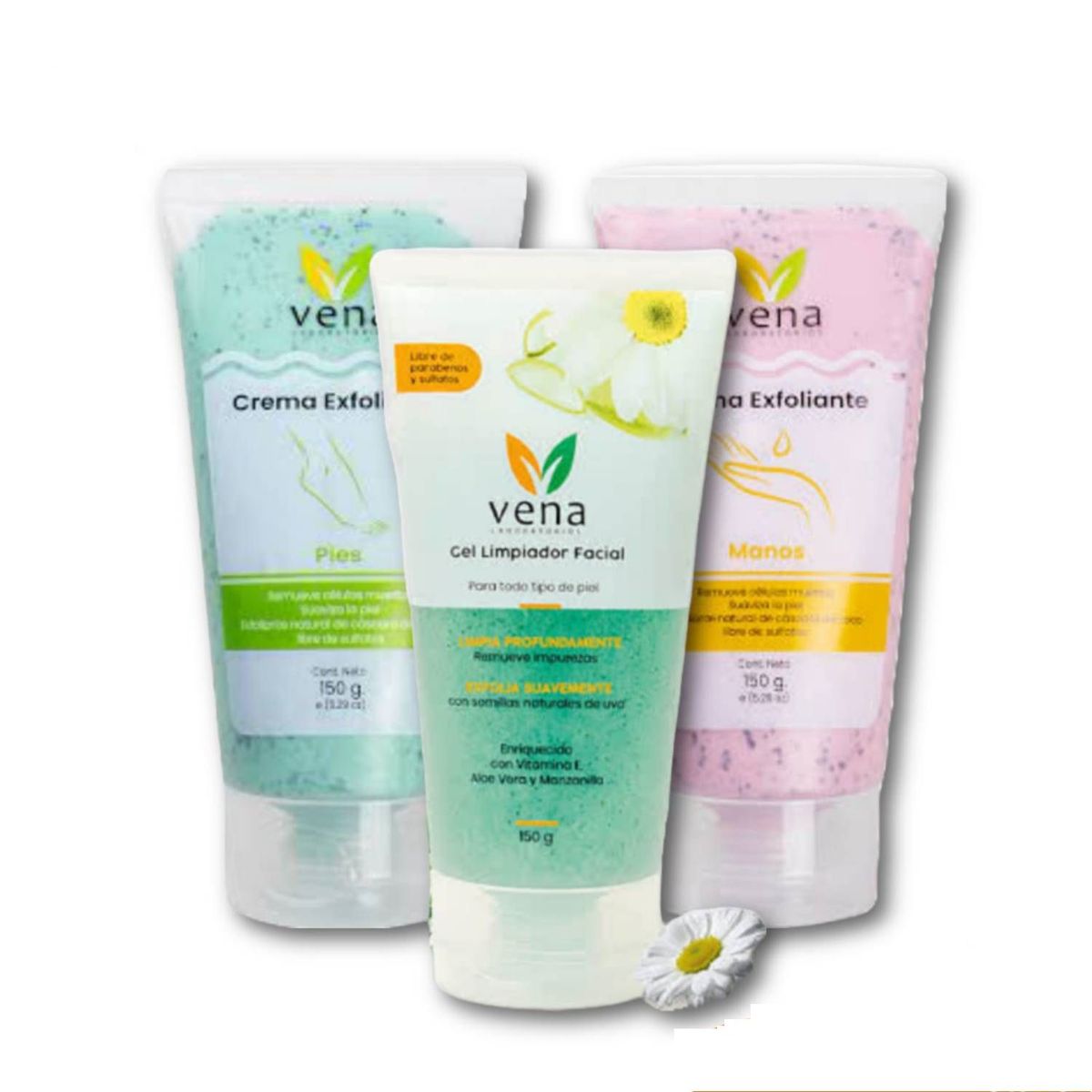 BIOAQUA - Pack Gel Limpiador Facial - Exfoliante de Manos y Pies VENA