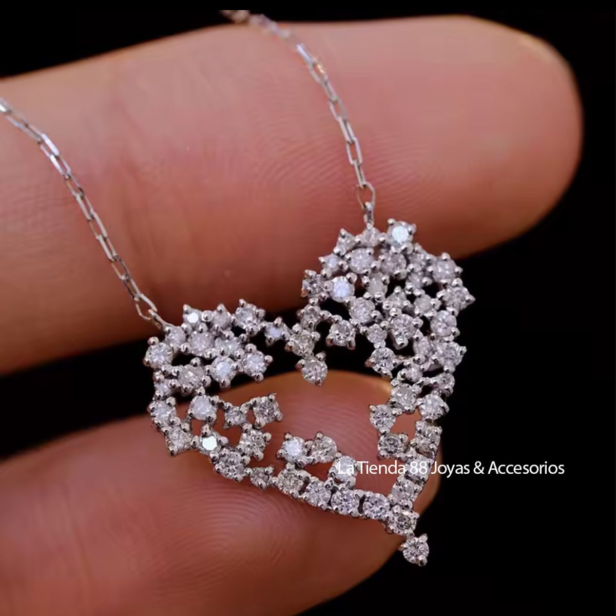 LA TIENDA 88 JOYAS Y ACCESORIOS - La Tienda 88 - Collar Mujer Corazon Valiente Bañado Oro de18k - Blanco