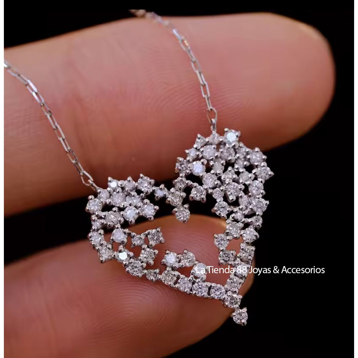 LA TIENDA 88 JOYAS Y ACCESORIOS - La Tienda 88 - Collar Mujer Corazon Valiente Bañado Oro de18k - Blanco