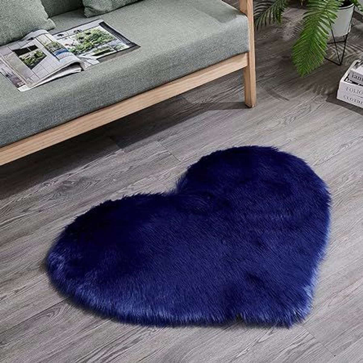 GENERICO - BAJADA DE CAMA CORAZON 100X100CM AZUL MARINO