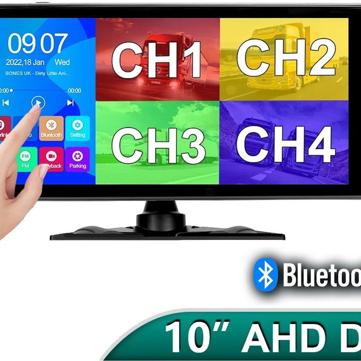 GENERICO - Pantalla 10 Pulgadas Tactil Dvr 4 Canales Ahd 128g Bluetooth