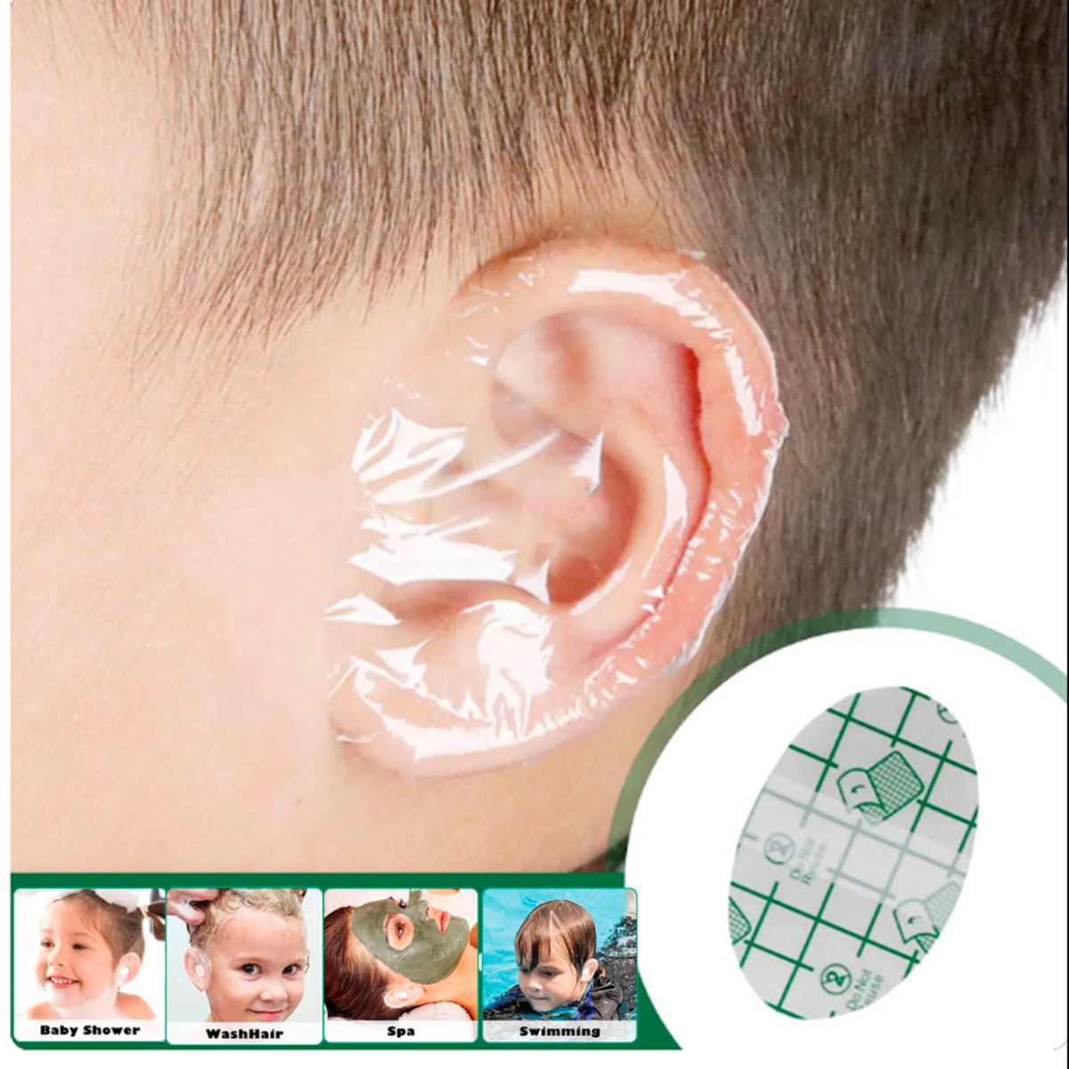GENERICO - 10 Pegatina Impermeable para Oreja de Bebé Parche Desechable Cubre Oído