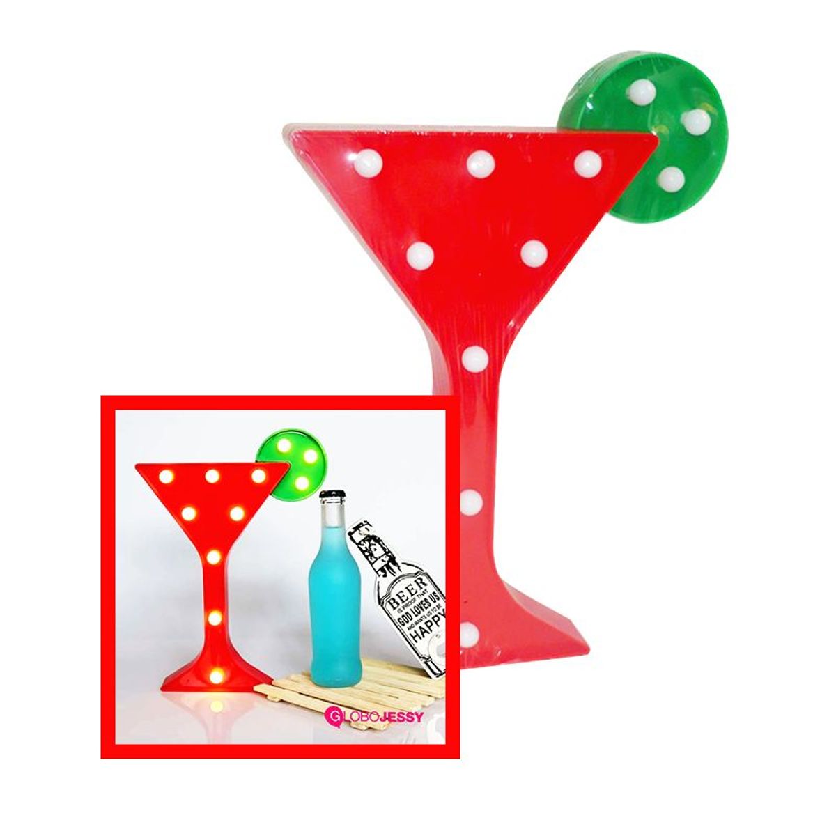 GENERICO - Lámpara Decorativa Led Mesa Forma de cocktail 2 unidades