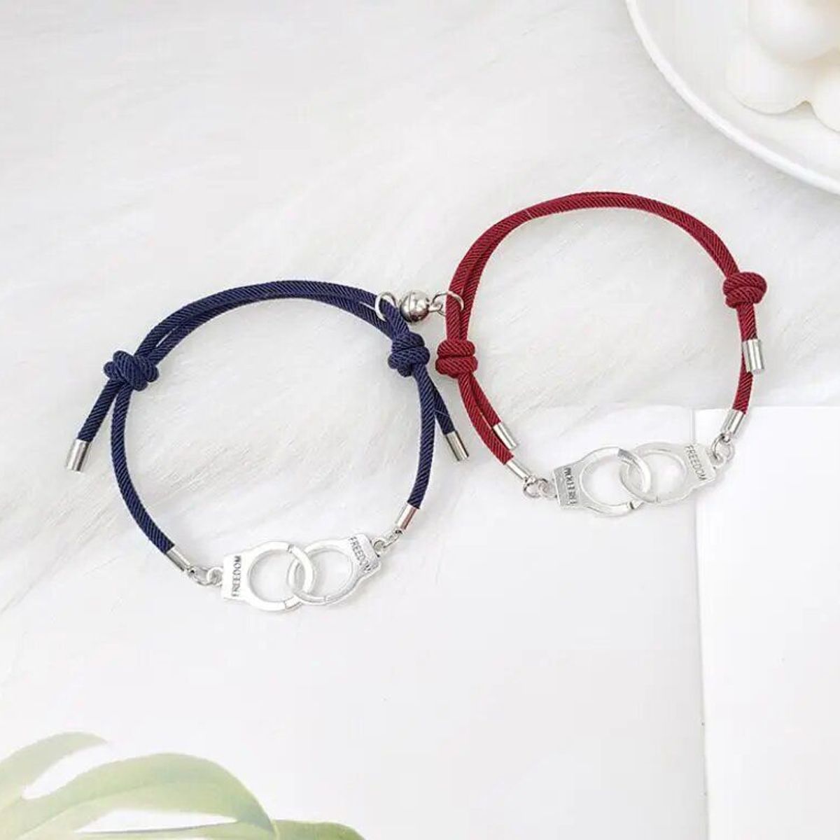 GENERICO - Pulsera brazalete tobillera ajustable hecho a mano para parejas