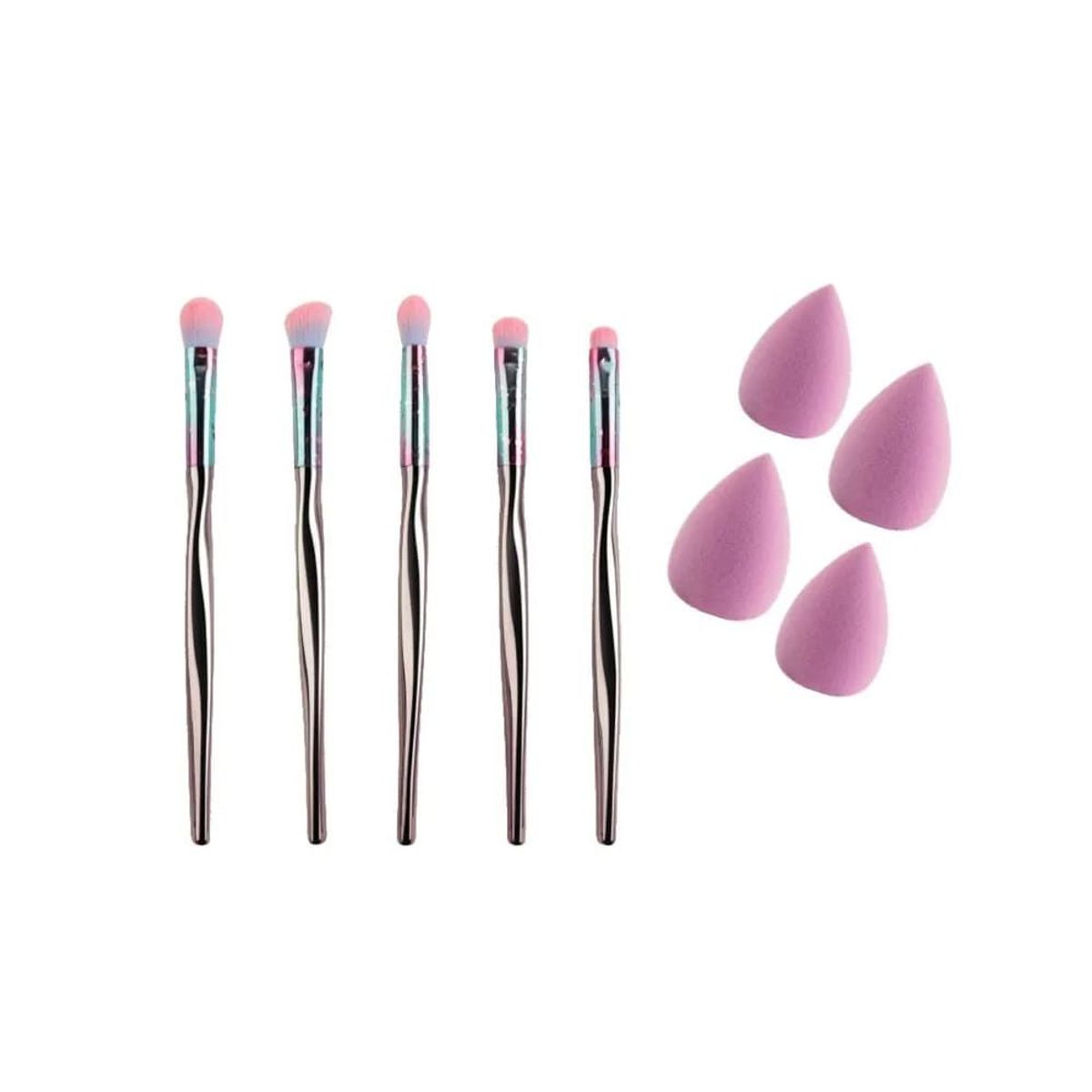 SATINE - Set de Brochas Profesionale OJOS 5Und + 4 Easy Blenders SATINE