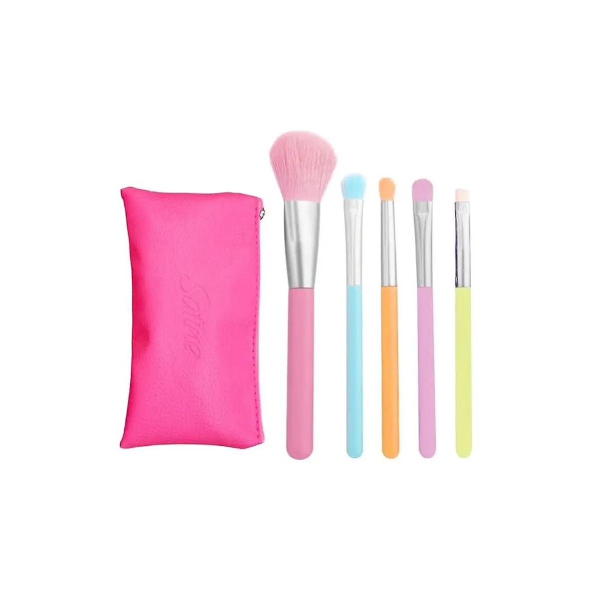 SATINE - Set de Brochas Profesionales  NEON 5 UNIDADES + Cosmetiquera