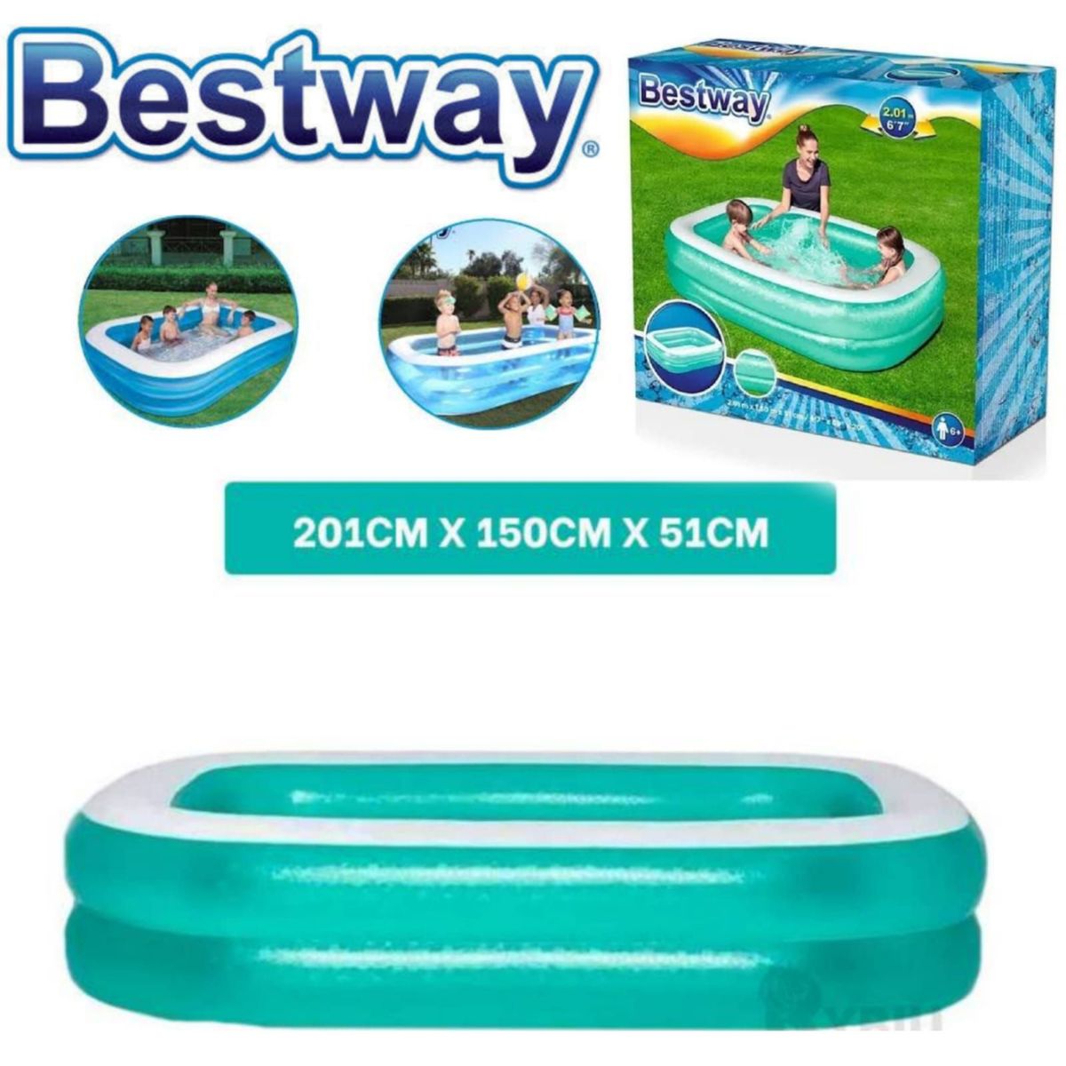 GENERICO - Piscina Inflable 201x150x51cm Rectangular para Niños